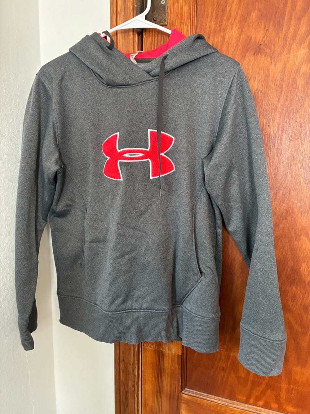 Under Armour Dark Gray Pullover Hoodie with Red Logo